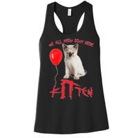 IT Kitten We All Meow Down Here Funny Halloween Women's Racerback Tank