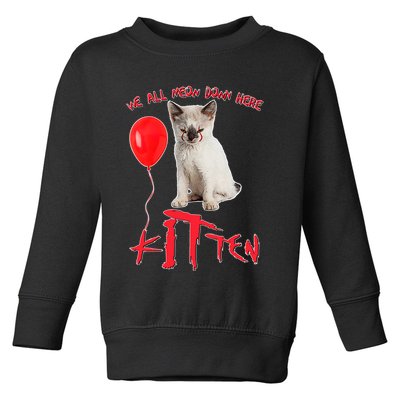 IT Kitten We All Meow Down Here Funny Halloween Toddler Sweatshirt