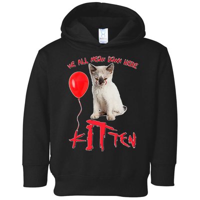 IT Kitten We All Meow Down Here Funny Halloween Toddler Hoodie