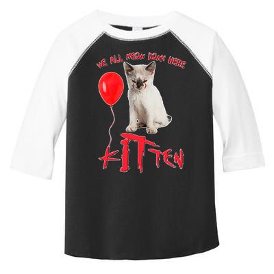 IT Kitten We All Meow Down Here Funny Halloween Toddler Fine Jersey T-Shirt
