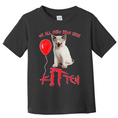 IT Kitten We All Meow Down Here Funny Halloween Toddler T-Shirt