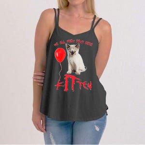 IT Kitten We All Meow Down Here Funny Halloween Women's Strappy Tank