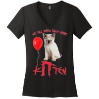 IT Kitten We All Meow Down Here Funny Halloween Women's V-Neck T-Shirt