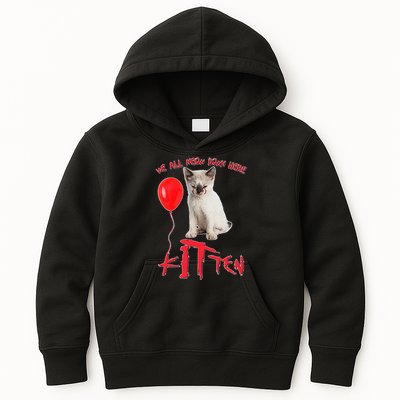 IT Kitten We All Meow Down Here Funny Halloween Kids Hoodie