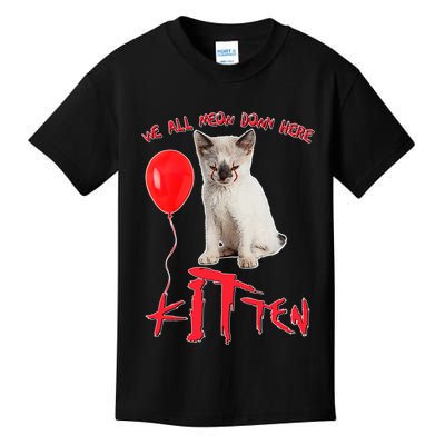 IT Kitten We All Meow Down Here Funny Halloween Kids T-Shirt