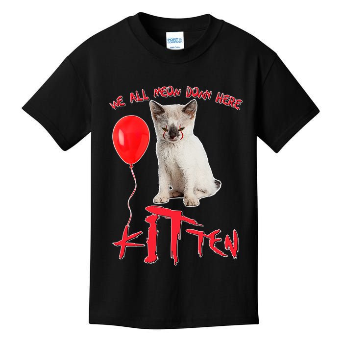 IT Kitten We All Meow Down Here Funny Halloween Kids T-Shirt