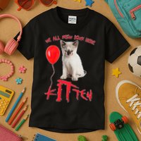 IT Kitten We All Meow Down Here Funny Halloween Kids T-Shirt