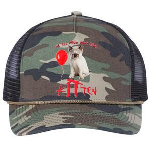 IT Kitten We All Meow Down Here Funny Halloween Retro Rope Trucker Hat Cap