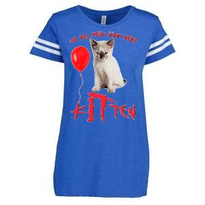 IT Kitten We All Meow Down Here Funny Halloween Enza Ladies Jersey Football T-Shirt