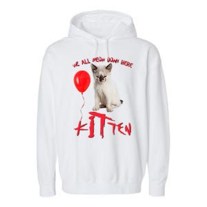 IT Kitten We All Meow Down Here Funny Halloween Garment-Dyed Fleece Hoodie