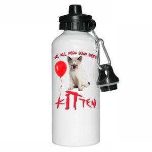 IT Kitten We All Meow Down Here Funny Halloween Aluminum Water Bottle