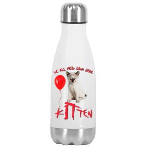 IT Kitten We All Meow Down Here Funny Halloween Stainless Steel Insulated Water Bottle