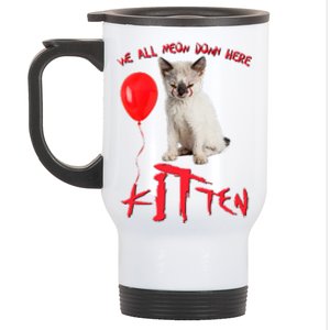 IT Kitten We All Meow Down Here Funny Halloween Stainless Steel Travel Mug