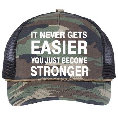 It Never Gets Easier You Just Become Stronger Retro Rope Trucker Hat Cap