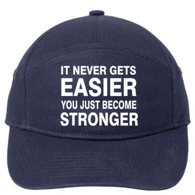 It Never Gets Easier You Just Become Stronger 7-Panel Snapback Hat