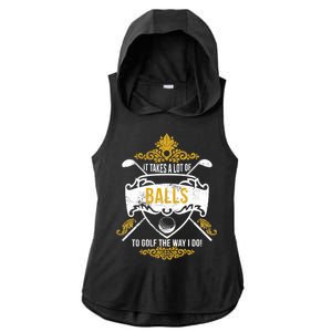 It Takes A Lot Of Balls Funny Golf Ladies PosiCharge Tri-Blend Wicking Draft Hoodie Tank