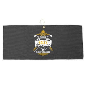 It Takes A Lot Of Balls Funny Golf Large Microfiber Waffle Golf Towel