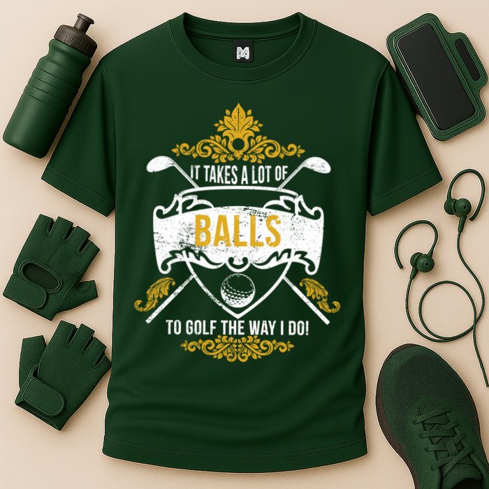 It Takes A Lot Of Balls Funny Golf Cooling Performance Crew T-Shirt