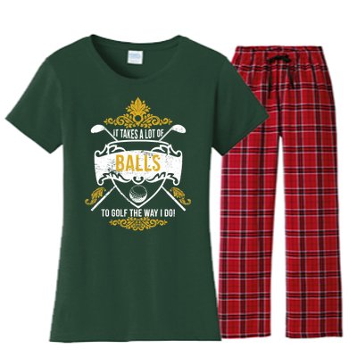 It Takes A Lot Of Balls Funny Golf Women's Flannel Pajama Set