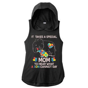 It Takes A Special Mom To Hear What A Son Cannot Say Ladies PosiCharge Tri-Blend Wicking Draft Hoodie Tank