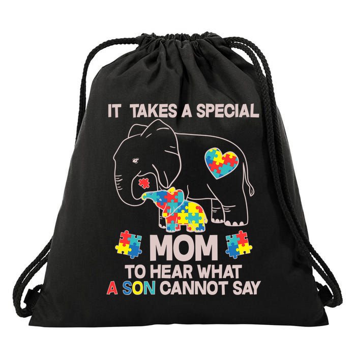It Takes A Special Mom To Hear What A Son Cannot Say Drawstring Bag