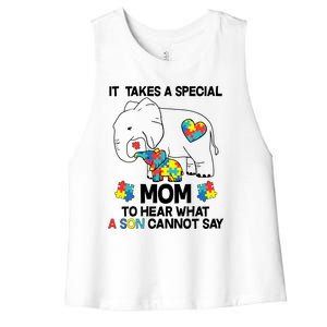 It Takes A Special Mom To Hear What A Son Cannot Say Women's Racerback Cropped Tank