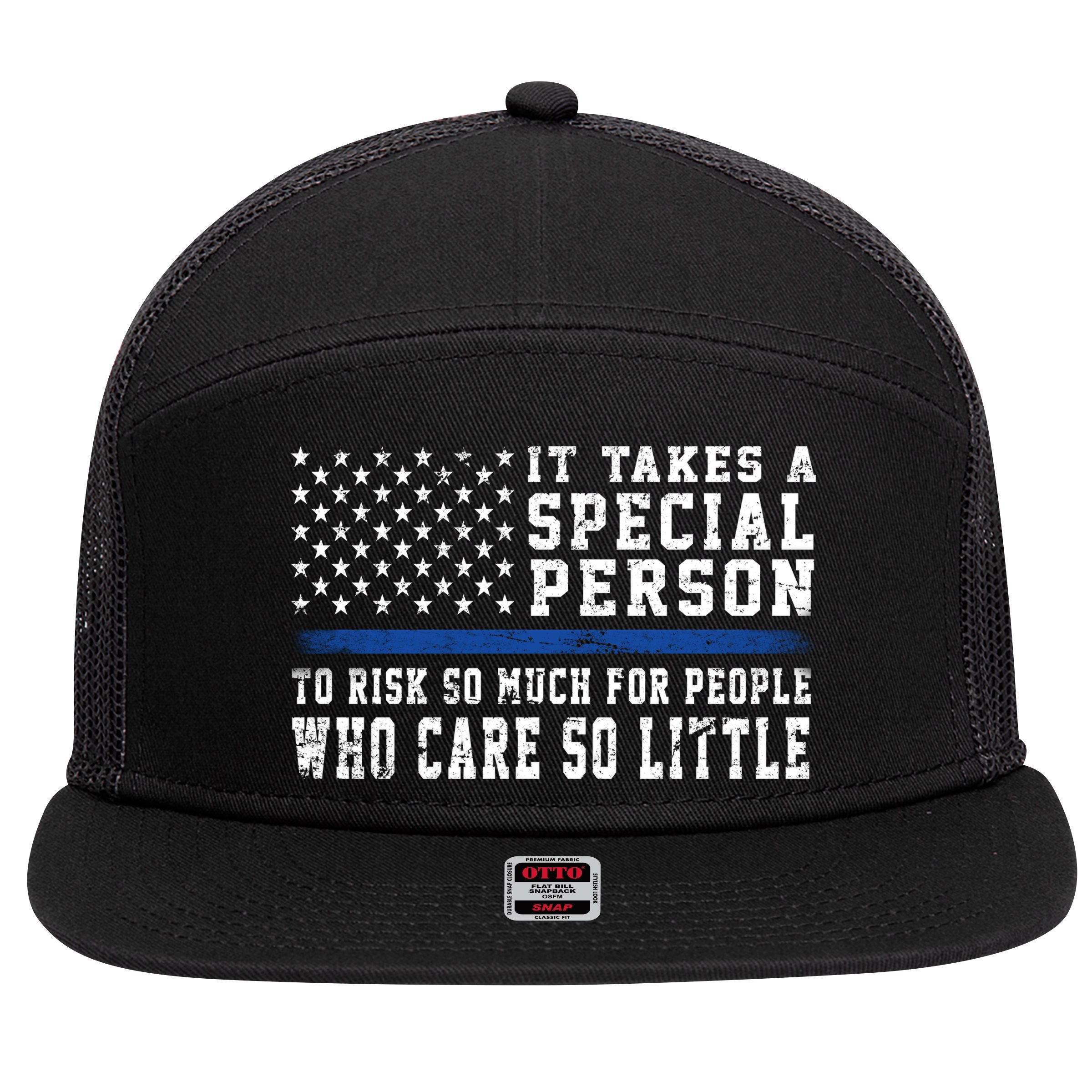 It Takes A Special Person To Be A Police Officer 7 Panel Mesh Trucker Snapback Hat