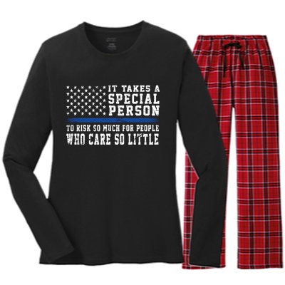 It Takes A Special Person To Be A Police Officer Women's Long Sleeve Flannel Pajama Set 