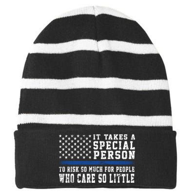 It Takes A Special Person To Be A Police Officer Striped Beanie with Solid Band