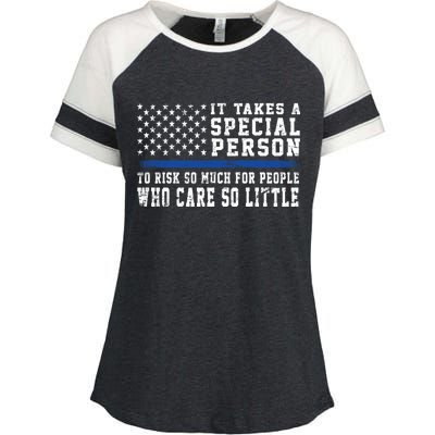 It Takes A Special Person To Be A Police Officer Enza Ladies Jersey Colorblock Tee