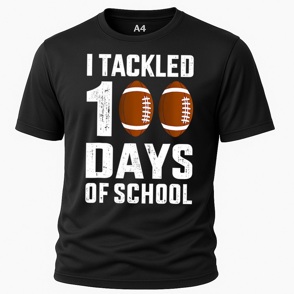 I Tackled 100 Days School 100th Day Football Cooling Performance Crew T-Shirt