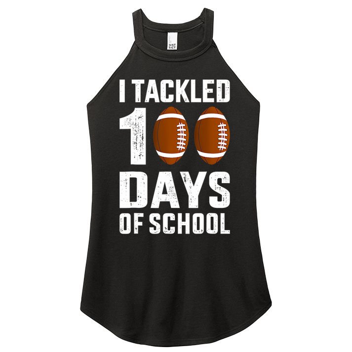 I Tackled 100 Days School 100th Day Football Women's Perfect Tri Rocker Tank