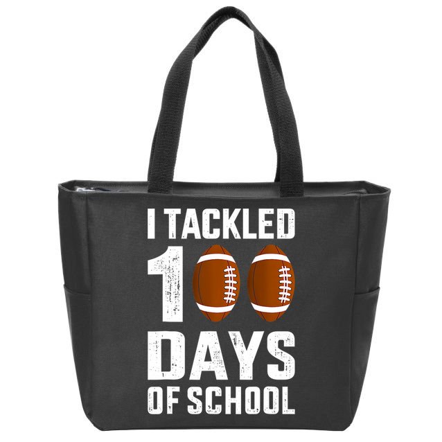 I Tackled 100 Days School 100th Day Football Zip Tote Bag