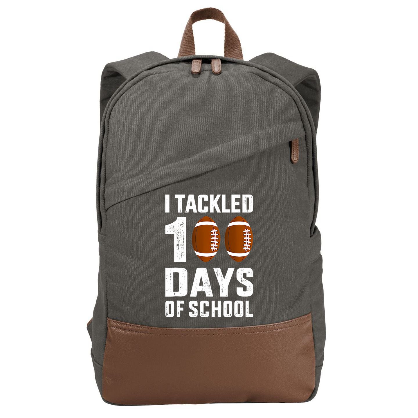 I Tackled 100 Days School 100th Day Football Cotton Canvas Backpack