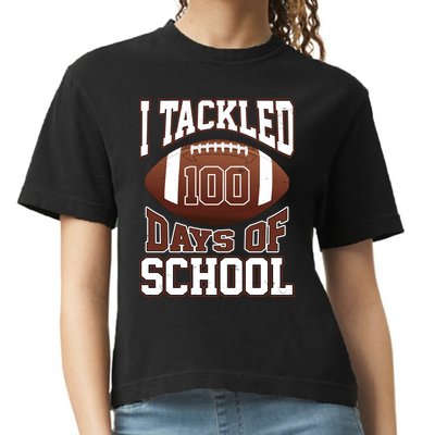 I Tackled 100 Days Of School Football Comfort Colors Boxy T-Shirt