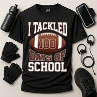 I Tackled 100 Days Of School Football Cooling Performance Crew T-Shirt
