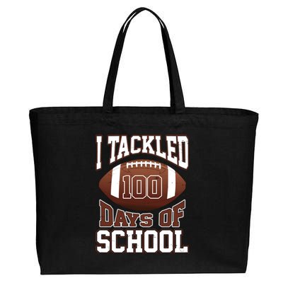 I Tackled 100 Days Of School Football Cotton Canvas Jumbo Tote