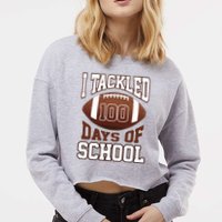 I Tackled 100 Days Of School Football Cropped Pullover Crew