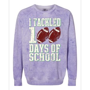 I Tackled 100 Days Of School Football Theme 100th Day Colorblast Crewneck Sweatshirt