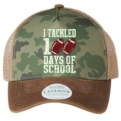 I Tackled 100 Days Of School Football Theme 100th Day Legacy Tie Dye Trucker Hat
