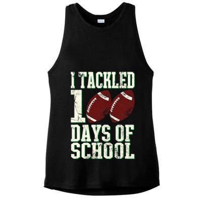 I Tackled 100 Days Of School Football Theme 100th Day Ladies PosiCharge Tri-Blend Wicking Tank