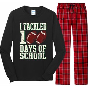 I Tackled 100 Days Of School Football Theme 100th Day Long Sleeve Pajama Set