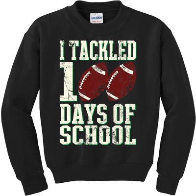 I Tackled 100 Days Of School Football Theme 100th Day Kids Sweatshirt