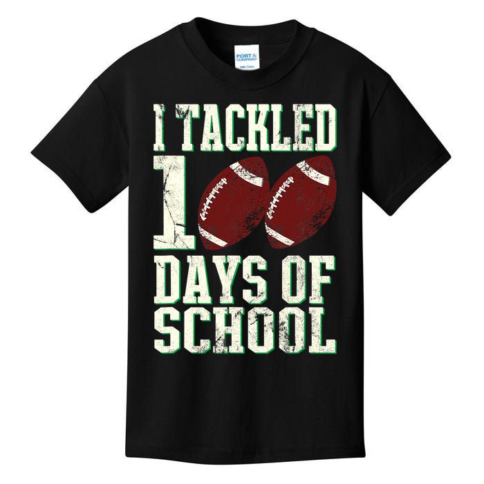 I Tackled 100 Days Of School Football Theme 100th Day Kids T-Shirt