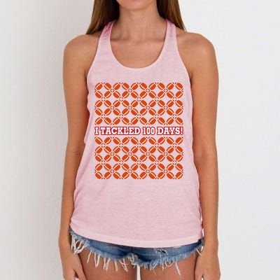 I Tackled 100 Days Football School Celebration Women's Knotted Racerback Tank