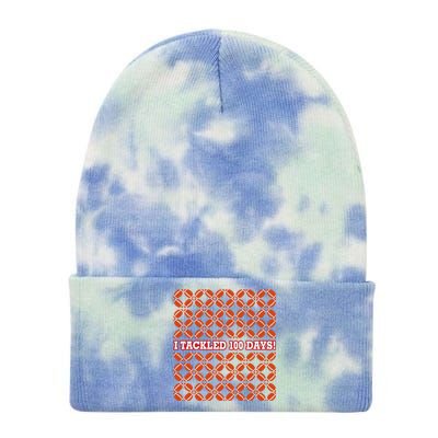 I Tackled 100 Days Football School Celebration Tie Dye 12in Knit Beanie