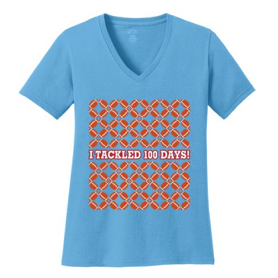 I Tackled 100 Days Football School Celebration Women's V-Neck T-Shirt