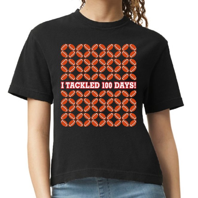 I Tackled 100 Days Of School Football Comfort Colors Boxy T-Shirt