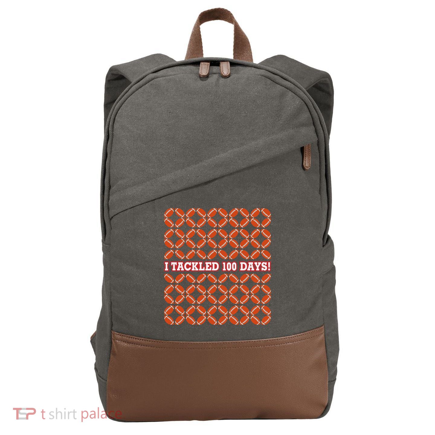 I Tackled 100 Days Of School Football Cotton Canvas Backpack