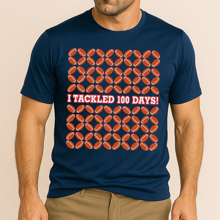 I Tackled 100 Days Of School Football Cooling Performance Crew T-Shirt